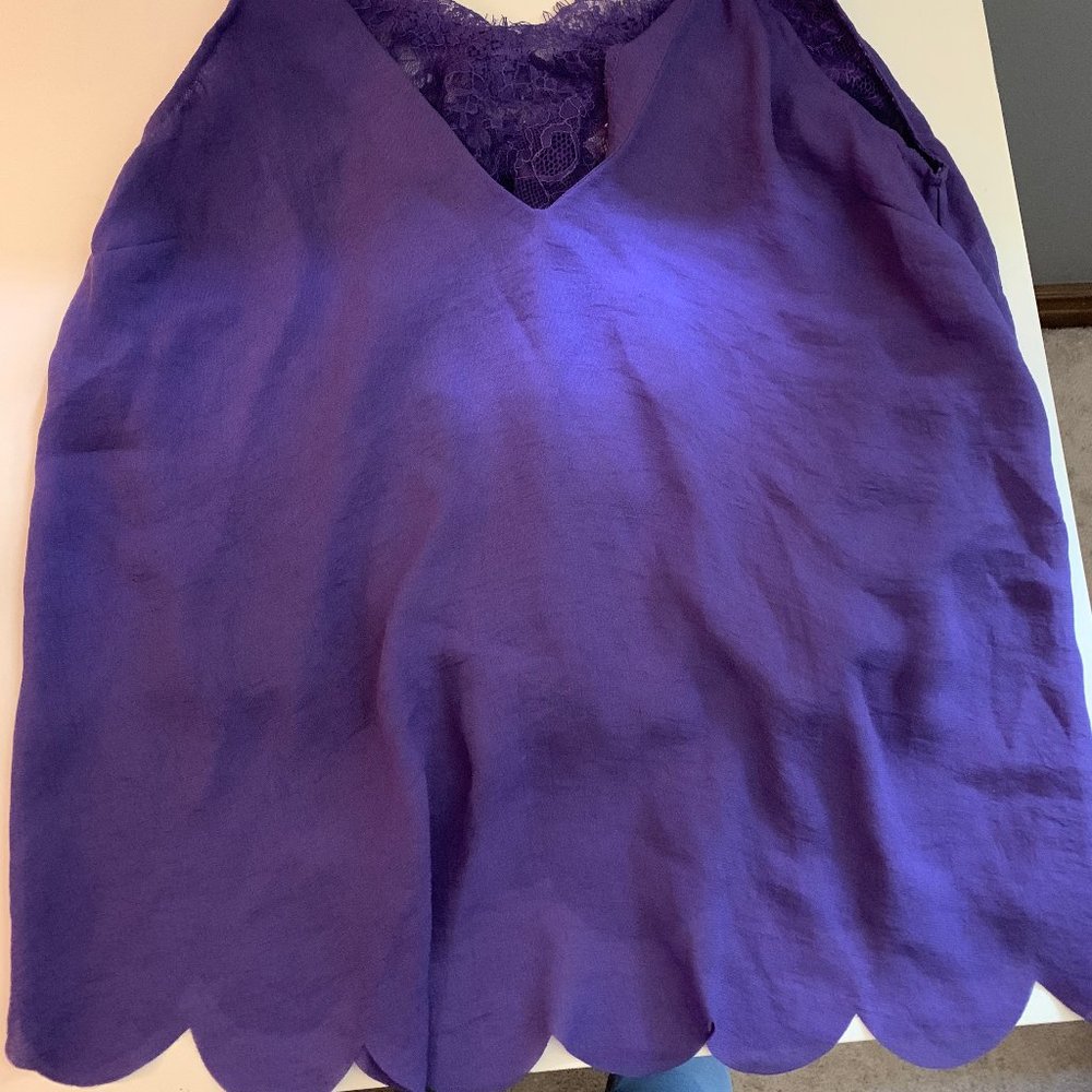Purple lace top with Scalloped bottom